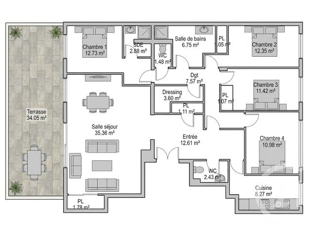 Appartement F5 à vendre - 5 pièces - 128.43 m2 - PARIS - 75017 - ILE-DE-FRANCE - Century 21 Patrimoine 17
